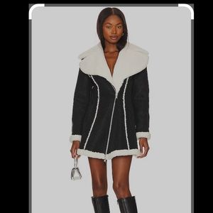In search for NBD Jaedon Faux Shearling Jacket Dress in Black